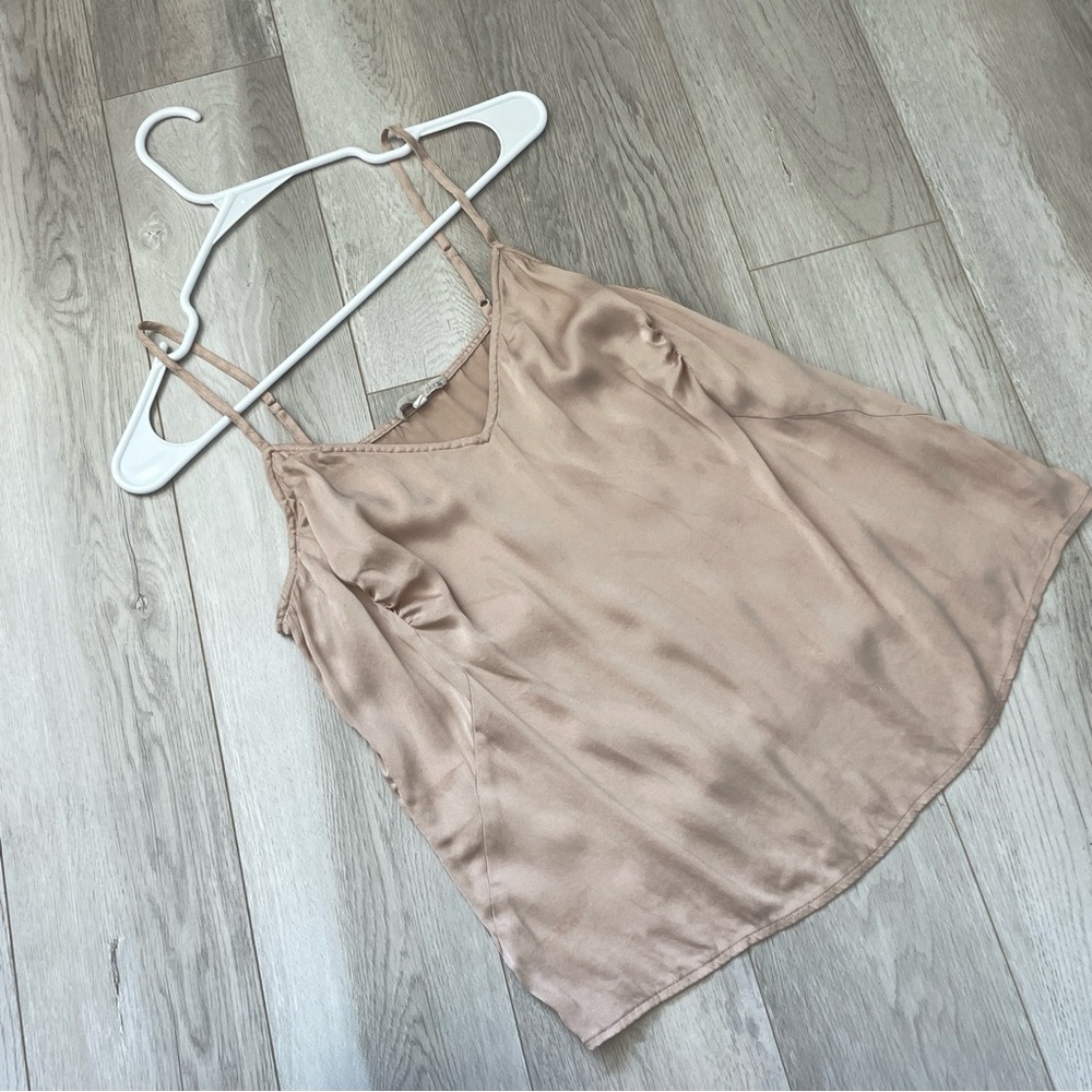 Skin Silk Tank Top v neck cami womens Tan (medium) flowy minimalist loungewear